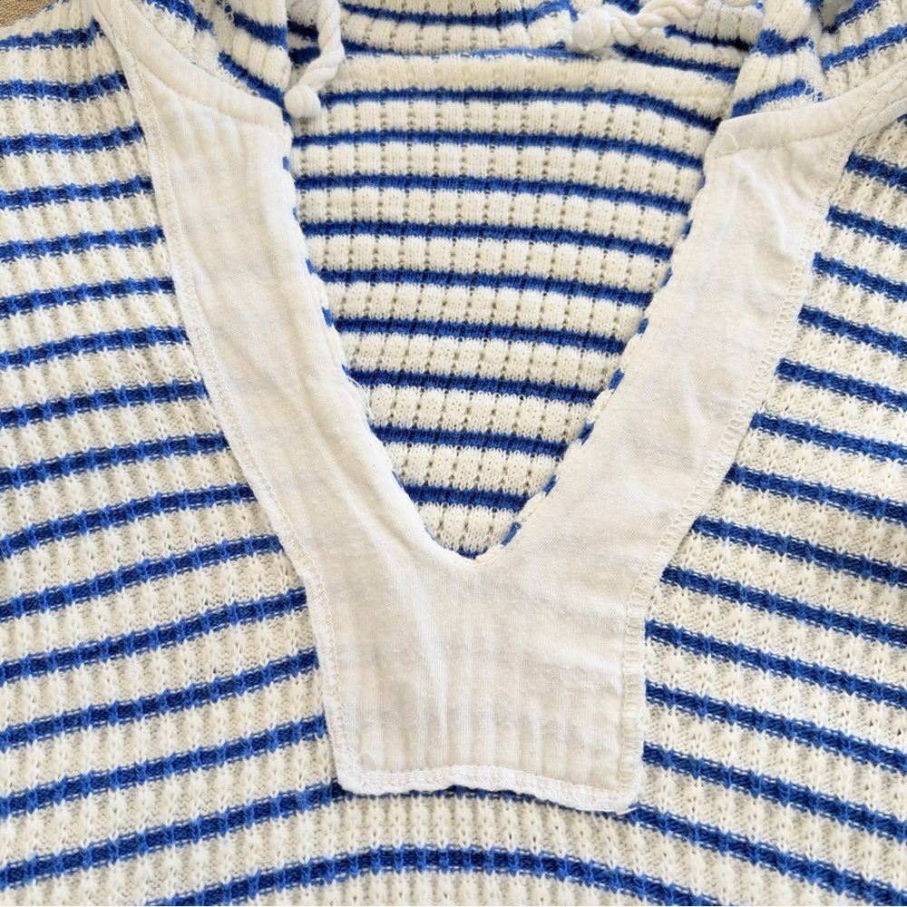 Splendid Ribbed Striped Hoodie XS Supersoft Supima Cotton Modal Knit Blue White - Picture 9 of 9